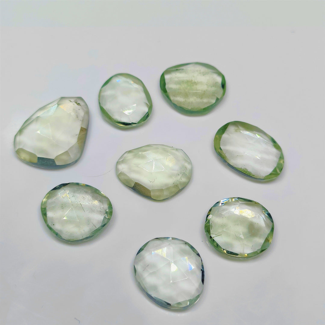 2 pcs A-one Quality Green Amethyst freeform Rosecut, faceted rosecut, gemstone for jewelry, jewelry making rosecut 8X10 9X14 mm