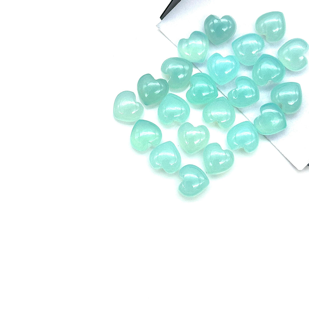 AAA Aqua Chalcedony Heart Shape Briolette's, Aqua Chalcedony Smooth Heart Shape Beads, Loose Gemstones, 8 MM Heart Charms for Jewelry