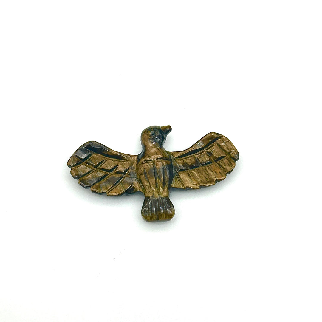 Natural Tiger Eye Eagle Shape Gemstone Carving, 25X44 MM Approx Hand Carved Eagle Shape Gemstone Beads, Fancy Shape Loose Beads for Jewelry