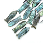 Load image into Gallery viewer, Labradorite Fish Carving: Flashy Handmade Gemstone Briolette for Jewelry (30x10 MM), Natural Crystal Fish Gifts