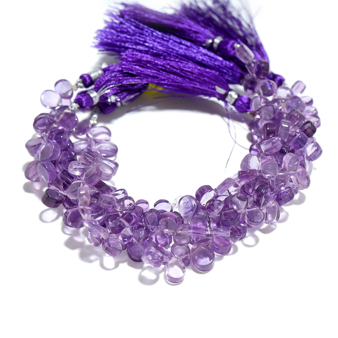 Natural Amethyst Pear Shape Beads, Purple Amethyst Smooth Pear Side Drill Beads for Jewelry Making, 7 Inch, 8-9 MM
