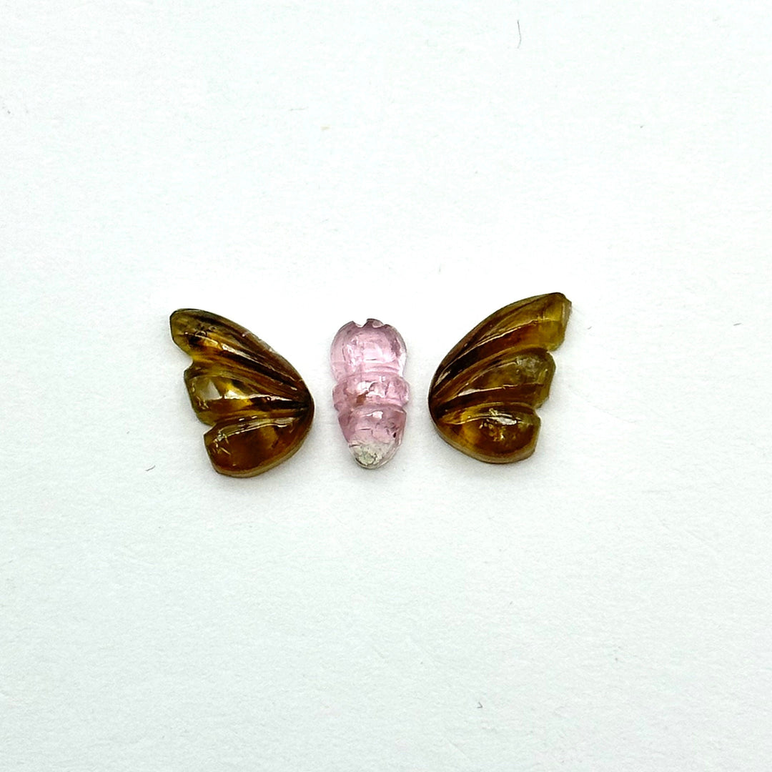 natural tourmaline Butterfly Shape Carving, Hand carved tourmaline Butterfly loose carving, carved butterfly for jewelry Making 19x9mm.