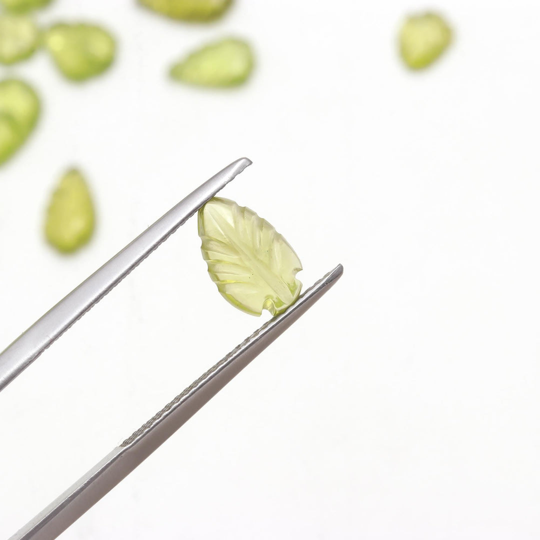 AAA+ Natural Peridot Leaf Shape Beads, Hand Carved Green Peridot Leaf Shape Gemstones For Jewlery Making, 5-7 MM Green Leaves Bead, Carvings