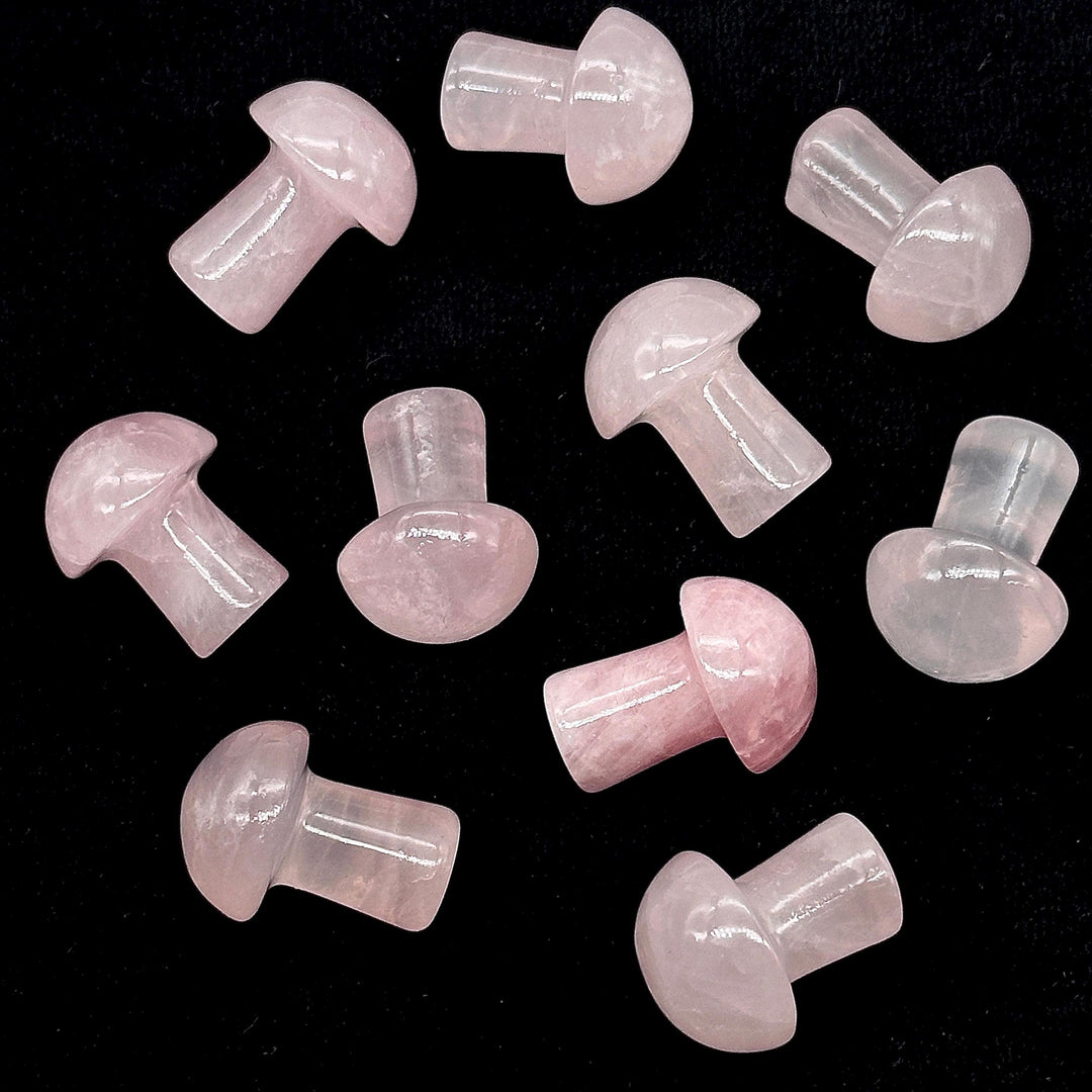 1 pc Mushroom Shape Gemstones, Natural Rose Quartz Mushroom Shape Stone, 22 MM Mushroom Carving Stones, Mushroom Crystal, Healing Crystals
