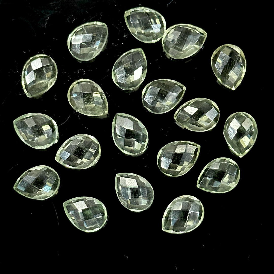 AAA+ Quality Green Amethyst Faceted Pear Shape Beads, 9X12 MM Green Briolette's Beads, Matched Pairs, Jewelry Making Pear Shape Beads