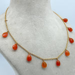 Load image into Gallery viewer, Natural Carnelian Pear Shape Beads Necklace, Tourmaline Drop Chain Necklace, Pear Gemstone Necklace, Faceted Pear Chain Necklace For Women's