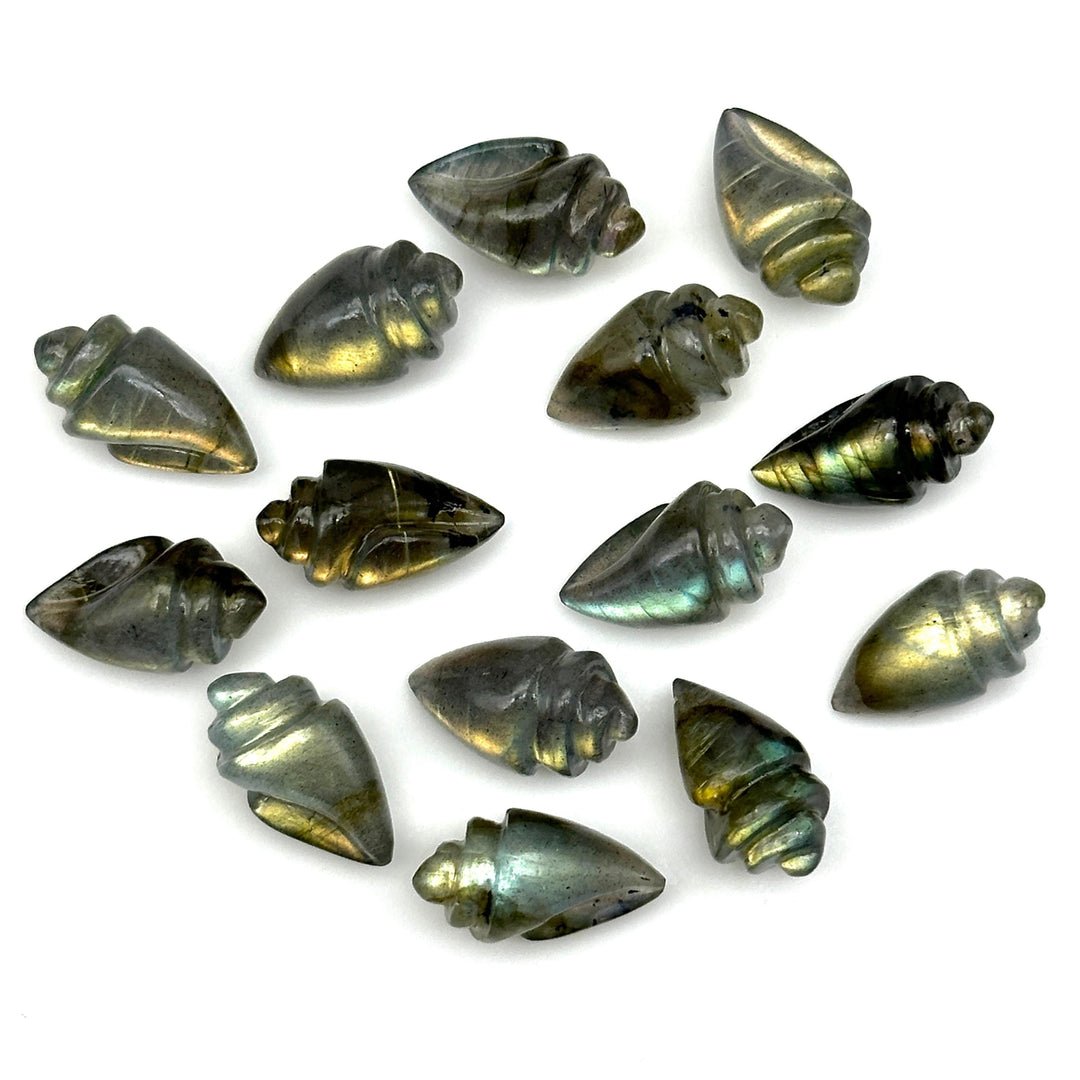 Natural Labradorite Conch/Snail Shell Shape Carving, Flashy Labradorite Hand Carved Shell Shape Gemstone Beads 18X10 MM Loose Shell Gemstone