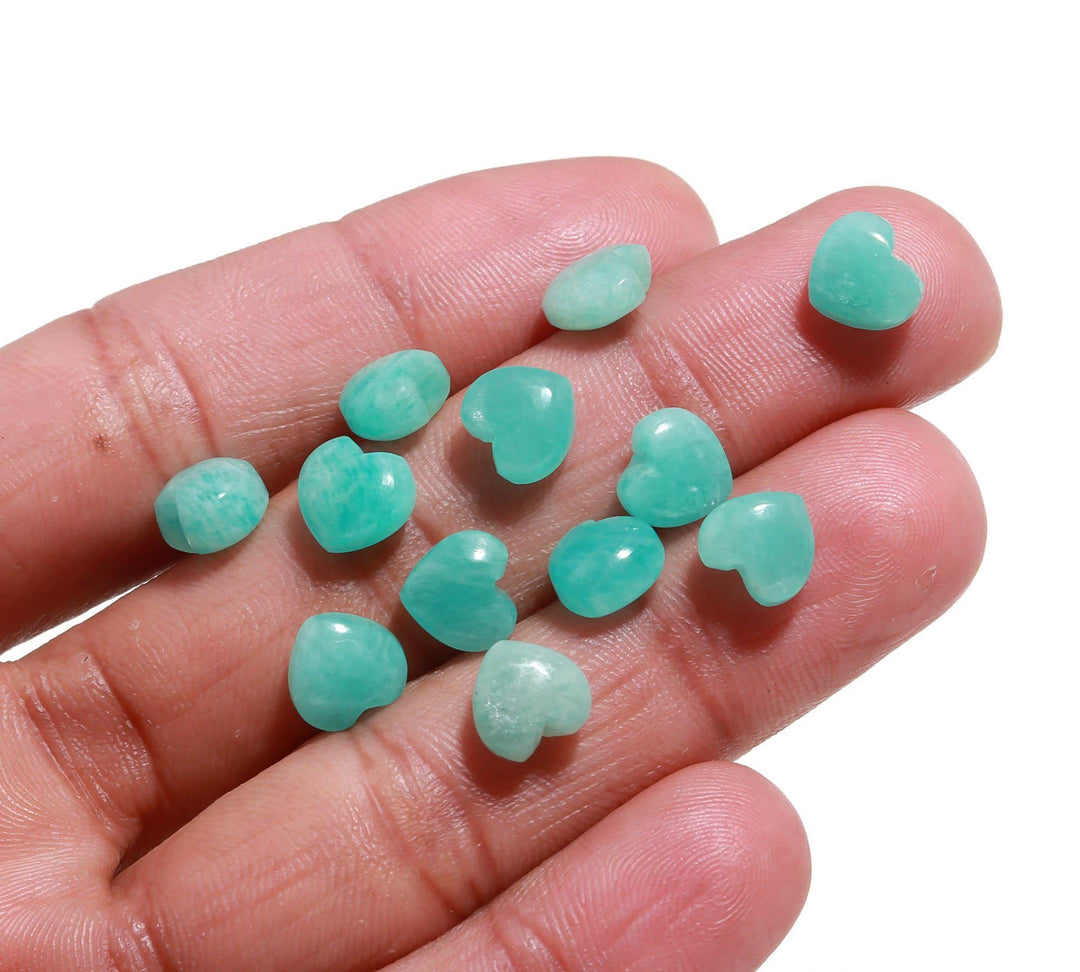Natural Amazonite Heart Shape Beads, Green Amazonite Heart Shape Charms, Mini Plain Heart Briolette's for Jewelry Making, 8 MM