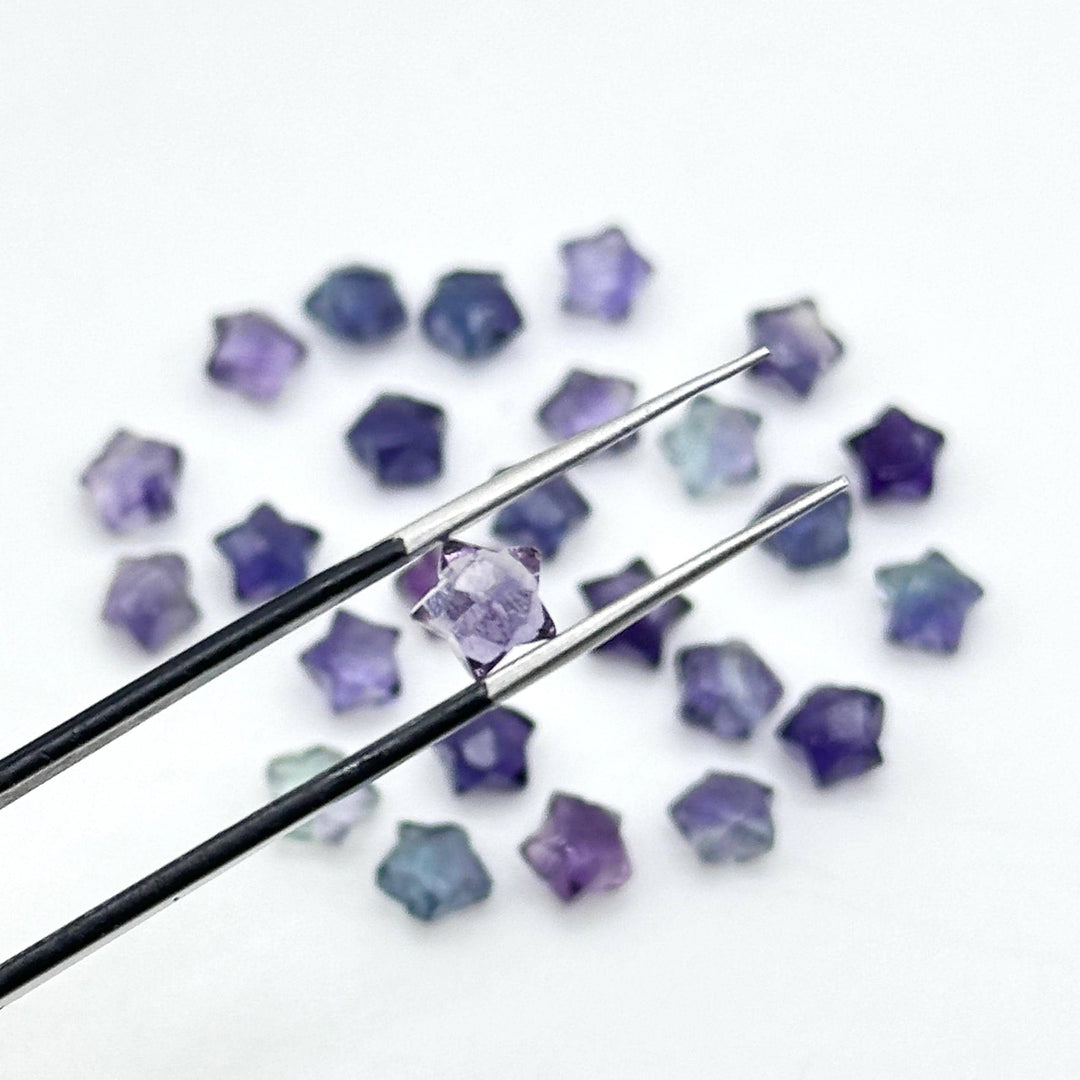 Tiny AAA Multi Fluorite Star Shape Briolette's, Fluorite Faceted Hand Carved Star Shape Beads, Star Shape Loose Charm Jewelry Beads, 6 MM