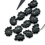 Load image into Gallery viewer, Natural Black Onyx Carved Shell Beads, Hand Carved Snail Shell Shape Gemstone, Seashell Charm, 16 MM Seashell Beads For Jewelry Making
