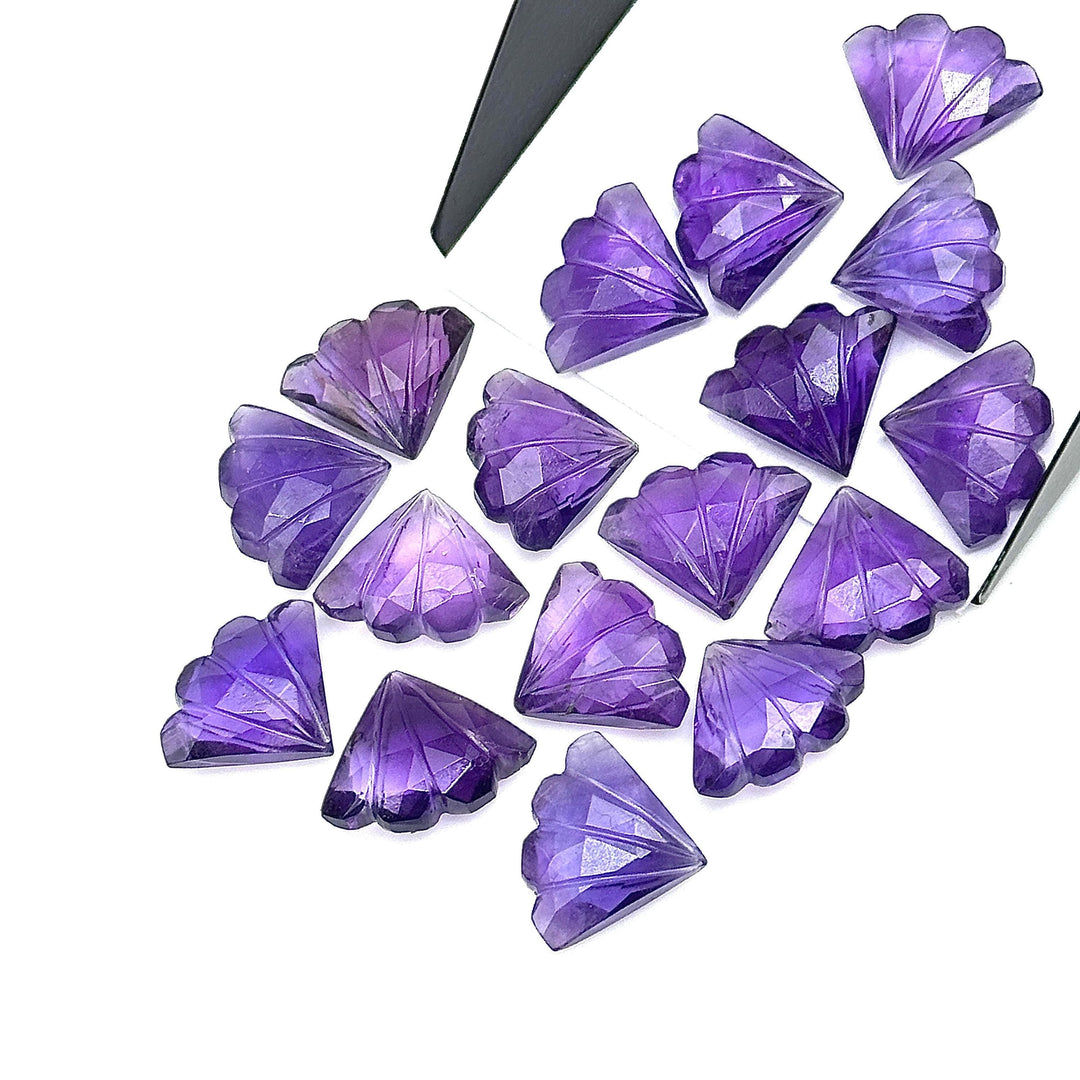 Carved Amethyst Triangle Shape Gemstones, Natural Handmade Amethyst Fancy Shape Briolettes, Butterfly Wings Charm for Jewelry Making 15 MM