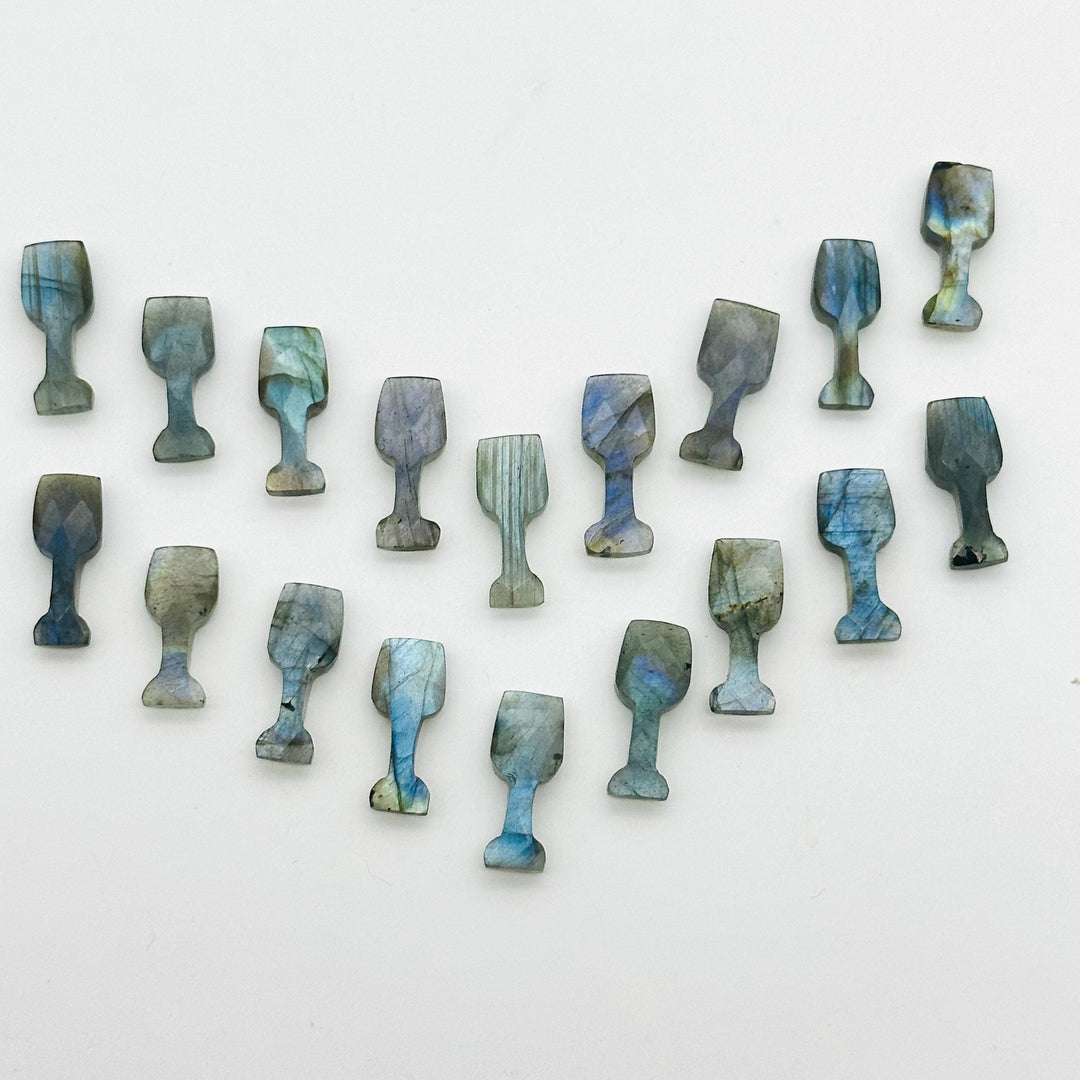 1,2,3,4,5 pcs Natural Labradorite Wine Glass Shape Carved Gemstone, New Designer Flashy Briolettes, Blue Fire Labradorite Carving 8X20 MM