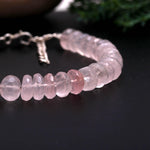 Load image into Gallery viewer, Natural Rose Quartz Beads Bracelet, Pink Quartz Faceted Rondelle Shape Beads Bracelet, Jewelry Gifts, Fancy Jewelry for Girls, 8 MM