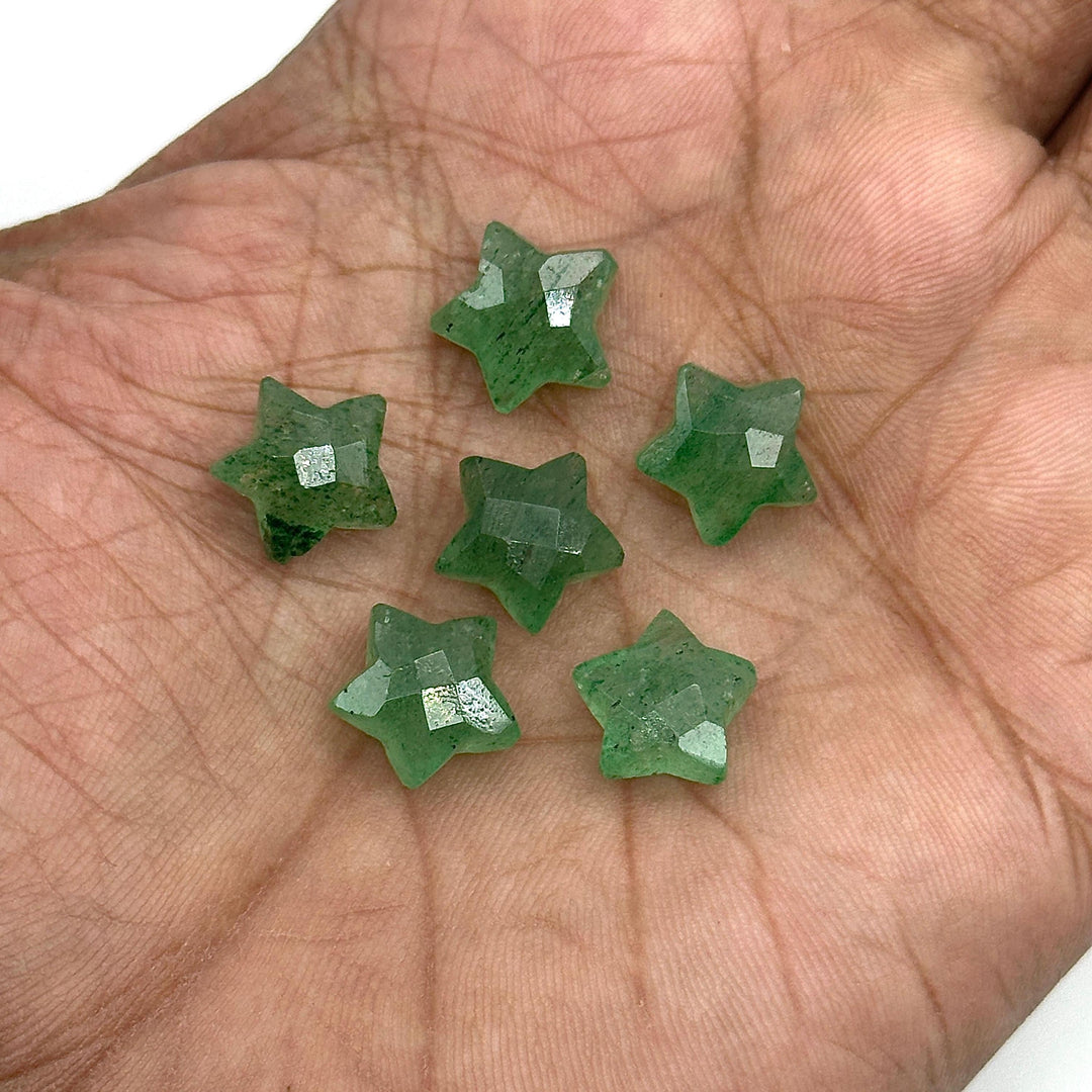 Green Strawberry Quartz Star Shape Briolettes, AAA Strawberry Faceted Star Charms, Wholesale Loose Beads for Jewelry, 12 MM, Hand Carved