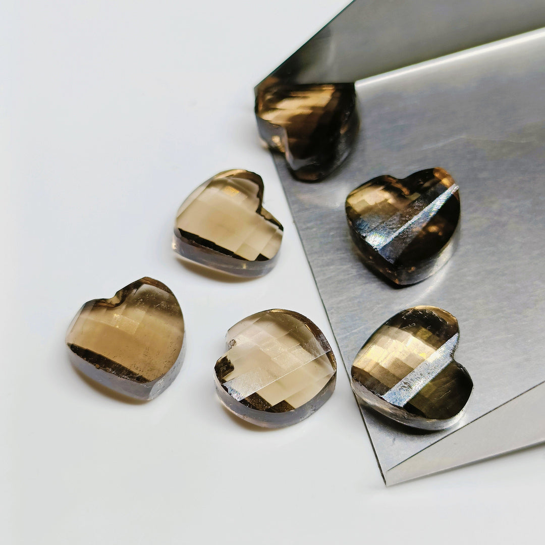 2,3,4,5,6 pcs 100% Natural smokey quartz twisted heart Shape Carved Gemstone, Loose Gemstone, fancy Shape Gemstone , Carved Gemstone 12 mm