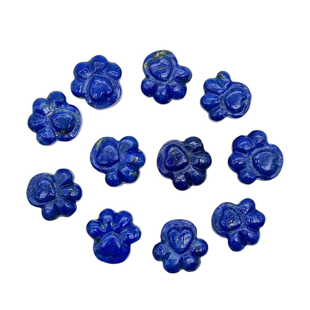 Natural Lapis Lazuli Hand Carved Dog Paw, AAA+ Quality Gemstone Flat Back Paw Carving, 13 MM Paw Charm, Dog/Cat Cute Paws for Jewelry