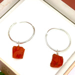 Load image into Gallery viewer, Natural Rough Carnelian Handmade Hoop Earings, Carnelian Dangle &amp; Hoop Earrings For Girls, Fashionable Earrings For Girls, Gift For Her