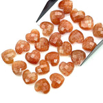 Load image into Gallery viewer, Red Sunstone Heart Briolette Beads: Hand Carved Faceted Charm, 12mm