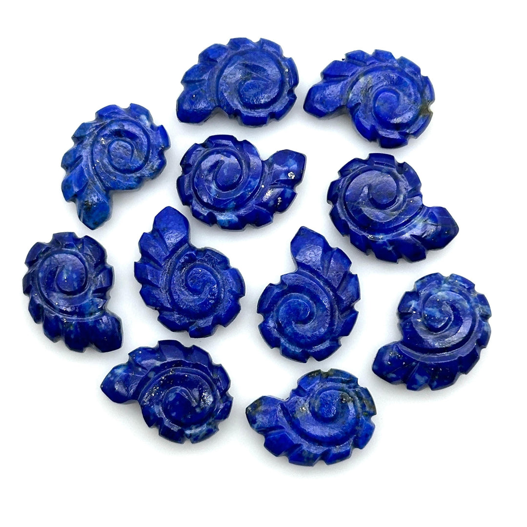 Natural Lapis Lazuli Carved Shell Beads, Hand Carved Snail Shell Shape Gemstone, Seashell Charm, 16 MM Seashell Beads For Jewelry Making