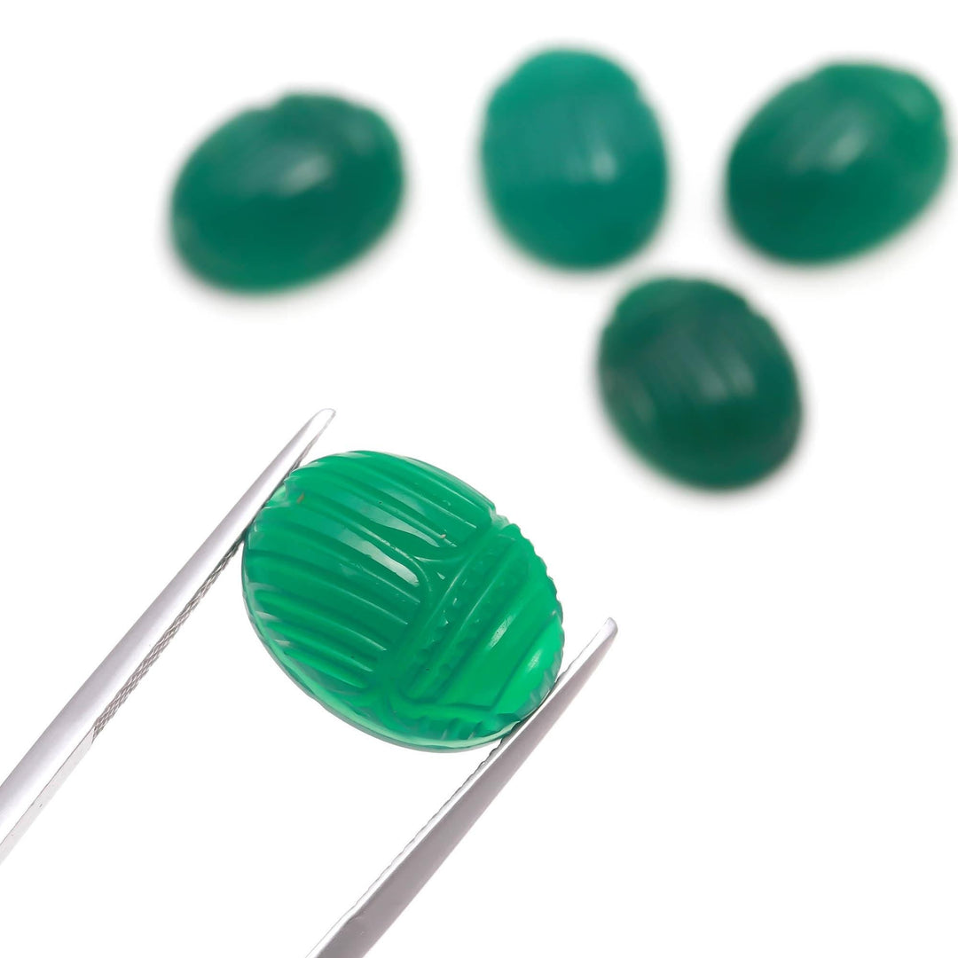 AAA Green Onyx Scarab Carved Gemstone, Natural Green Onyx Scarab Carving Beads, Insect Beads, 16X12 MM, Home Decor Crystals, Reiki Healing