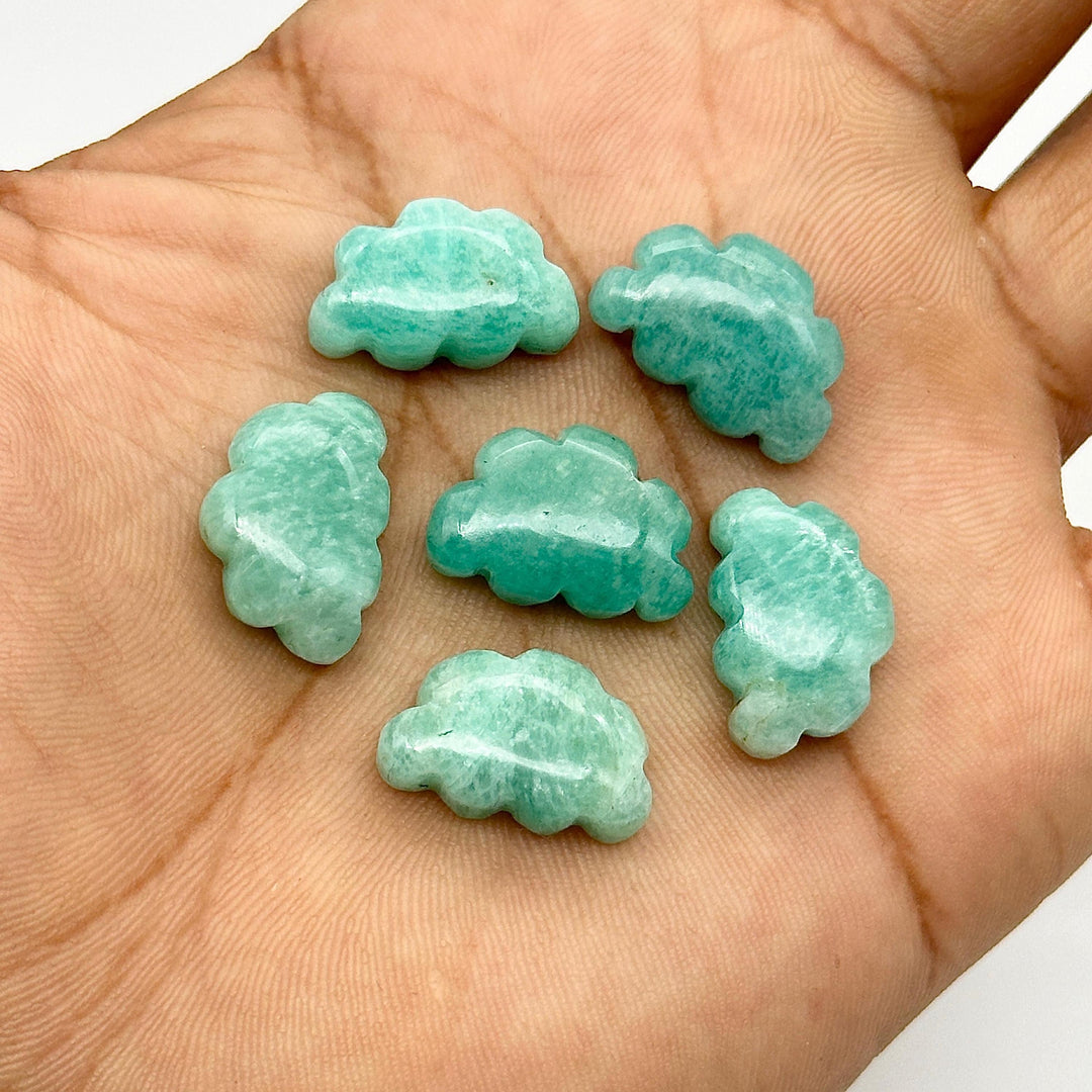Natural Amazonite Clouds Shape Beads, AAA Amazonite Cloud Shape Stone, Smooth Gemstone For Jewlery 17X12 MM, Hand Carved Clouds, Flat Back