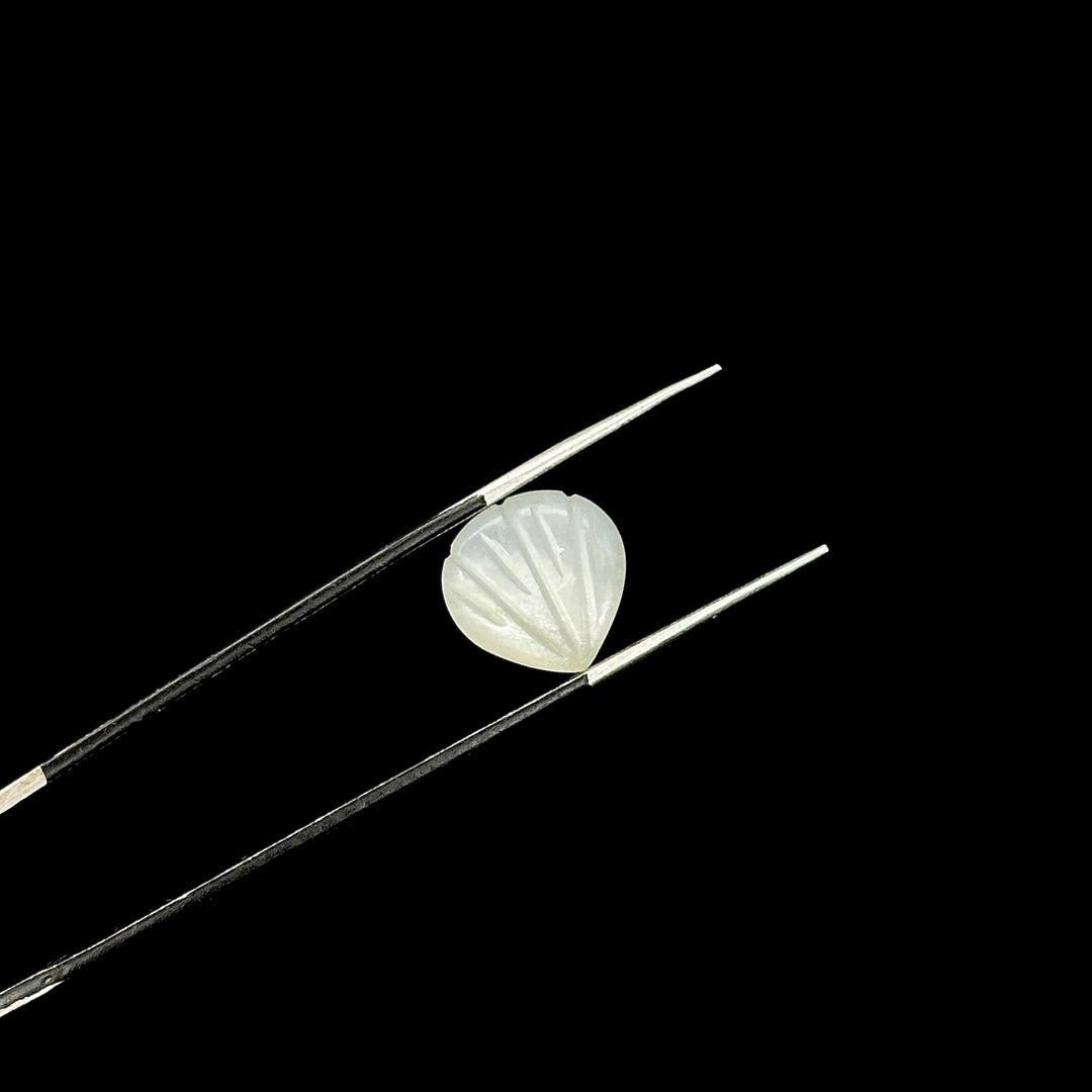 White Moonstone Shell Shape Beads, Natural Moonstone Shell Briolette's, Shell Carving Gemstones For Jewelry 12 mm, Sea Shell Beach Beads
