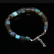 Labradorite Tumble Beads Bracelet, Flashy Labradorite Faceted Nuggets Shape Beads Bracelet, Healing Gemstone Jewelry, Gift for Girls, 8 MM