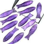 Load image into Gallery viewer, Natural Amethyst Fish Shape Gemstones, Purple Amethyst Healing Fish Beads, Jewely Making and Decor Fish Crystal 30X10 MM