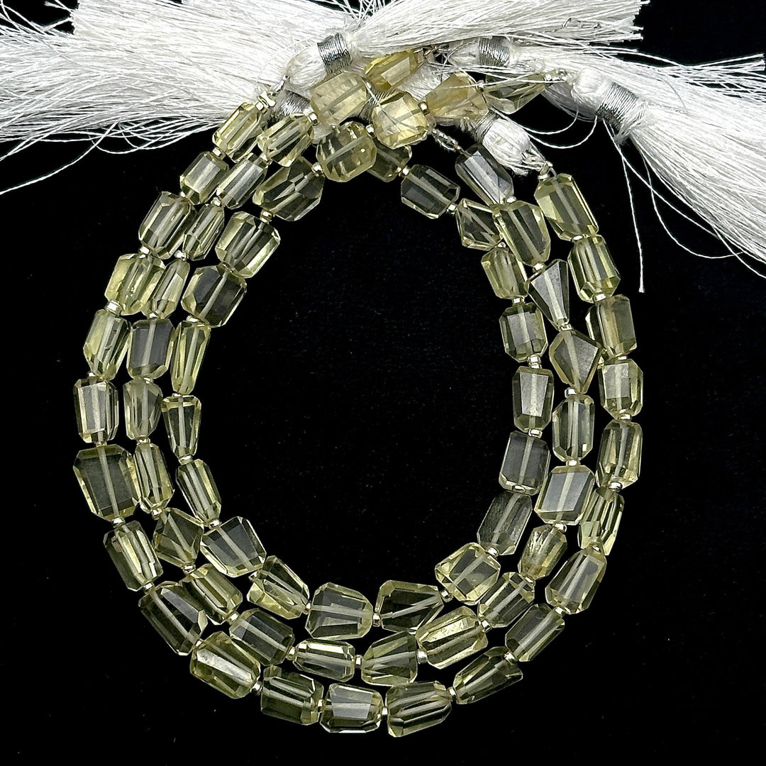 Natural Lemon Quartz Faceted Tumble Shape Gemstone Beads, Lemon Quartz Nuggets Shape Beads, 8" Fancy Wholesale Jewelry Beads, 6X8-7X9 MM