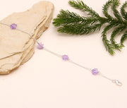 Natural Amethyst Star Beads Bracelet, February Birthstone, Amethyst Healing Star Beads Jewelry, 925 Silver Bracelet Fancy Bracelet for Girls