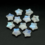 Load image into Gallery viewer, Smooth Rainbow Moonstone Star Beads, Flashy Moonstone Celestial Gemstone Charms, Jewelry Making Hand Carved Gemstones, 15mm