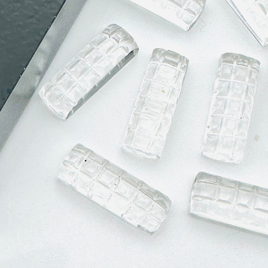 2,3,4,5 pcs set 100% Natural crystal quartz back side intersection carved buggets Shape Gemstone, Gemstone forJewlery,20X7 mm (Approx)