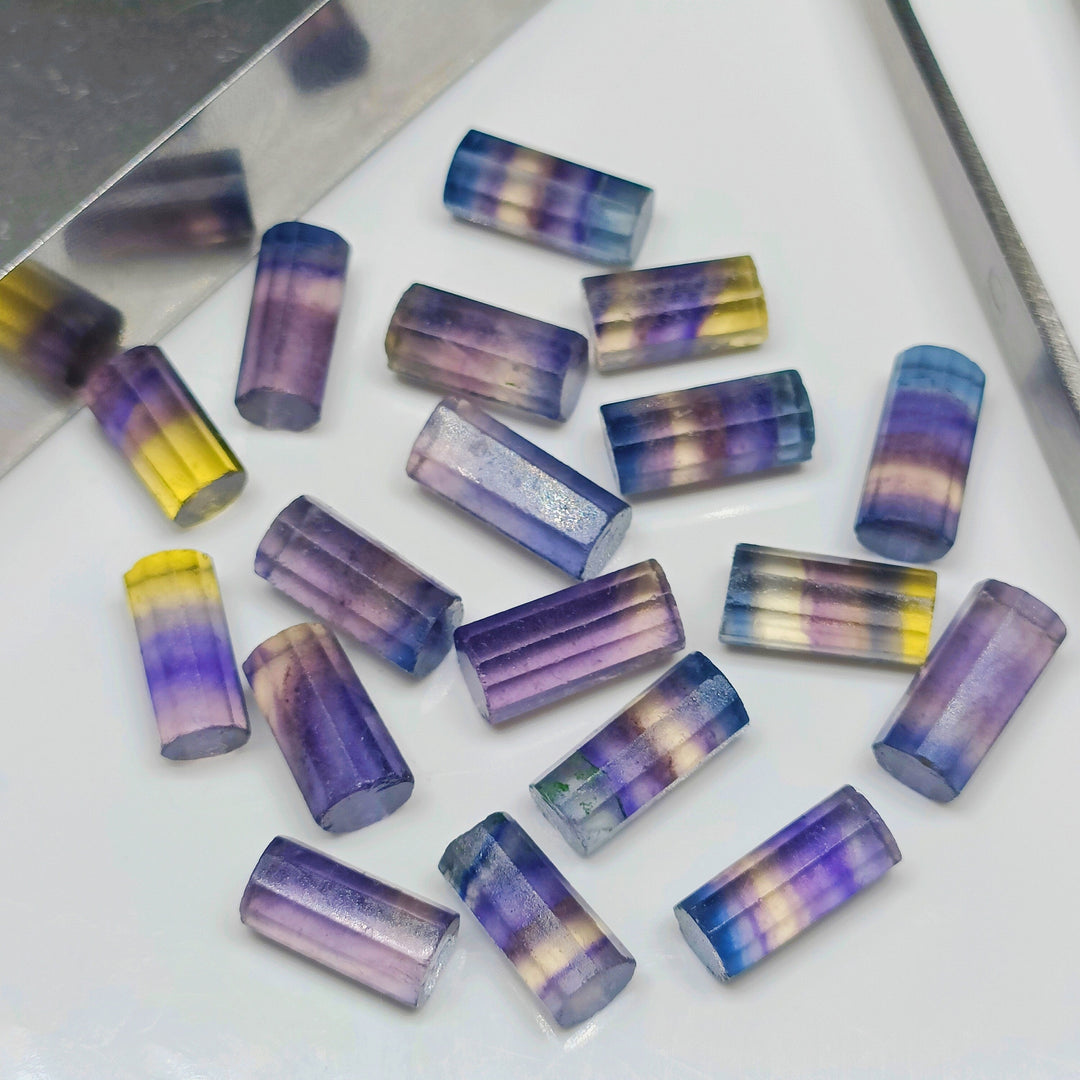 2,3,4,5 pcs  100% Natural Fluoride Faceted Pipe Shape Loose Gemstone, Fluoride Loose Gemstone, Gemstone For Jewlery 10X6 mm