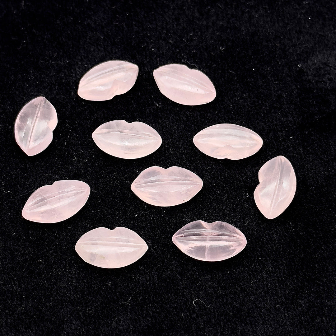 Natural Rose Quartz Carved Lips Shape Beads, Pink Lips Gemstone Beads, Lips Briolette's 14X8 mm, Rose Lips Shape Charm Beads, Jewelry Beads