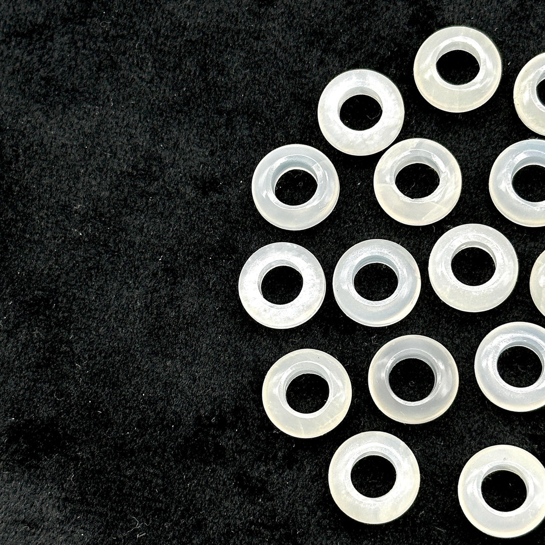 Natural White Moonstone Donut Shape Gemstones, Moonstone Donut Carving, Healing Gemstone Beads, 12 mm Moonstone Smooth Donut Beads