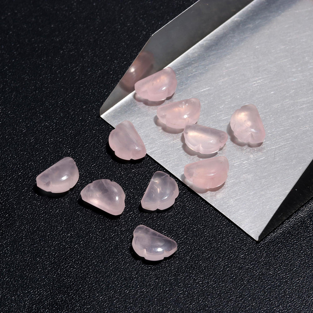 Carved Natural Rose Quartz Clouds Shape Beads, Rose Quarz Smooth Cloud Shape Beads, Hand Carved Charms, 12 MM, Loose Carved Briolettes