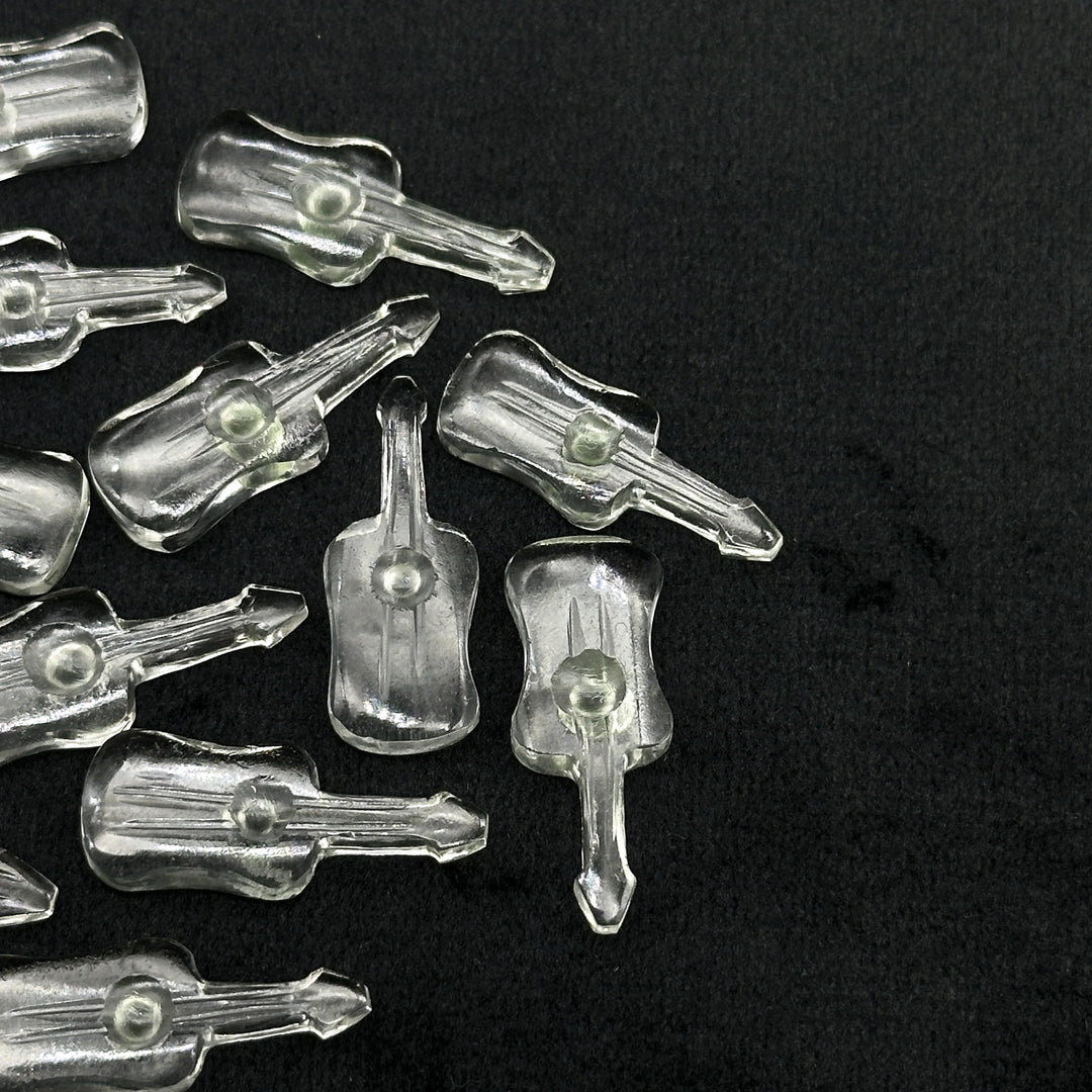 Natural Crystal Guitar Shape Carving Beads, Crystal Quartz Guitar Shape Hand Carved Gemstone, 26 MM, Miniature Guitar Gemstone, Tiny Charms