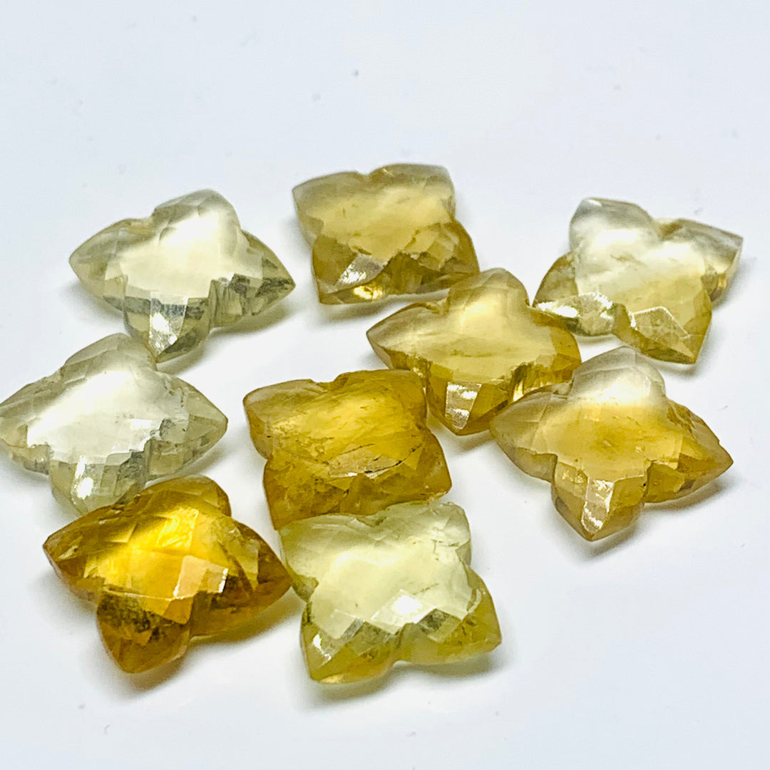 2,3,4,5 Pcs Natural Citrine Hand Carved Flower Shape, Carved Flower Shape Gemstone For Jewellery, Flower Shape Gemstone, 12 mm