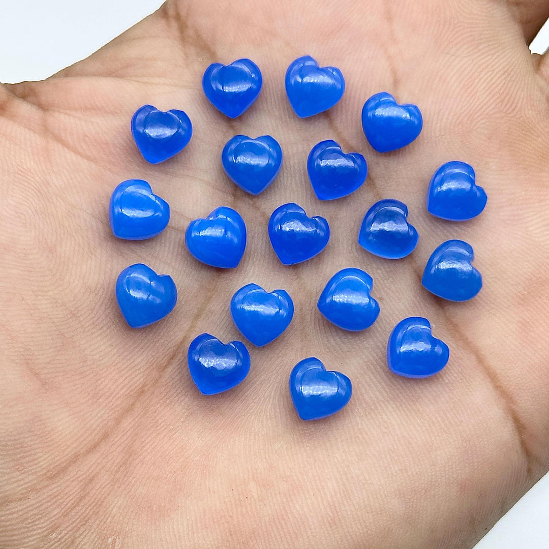 Blue Chalcedony Smooth Heart Shape Beads, AAA Chalcedony Heart Shape Briolettes, Hand Carved Gemstones, Jewelry Making Loose Charms, 8 MM