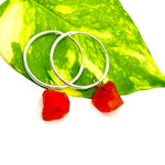 Load image into Gallery viewer, Natural Rough Carnelian Handmade Hoop Earings, Carnelian Dangle &amp; Hoop Earrings For Girls, Fashionable Earrings For Girls, Gift For Her