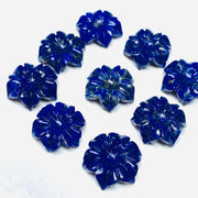 1,2,3,4,5 pcs 100% Natural Lapis Lazuli Flower Shape Carved Gemstone, Flower Shape Carving, Carved Gemstone For Jewellery 19 mm