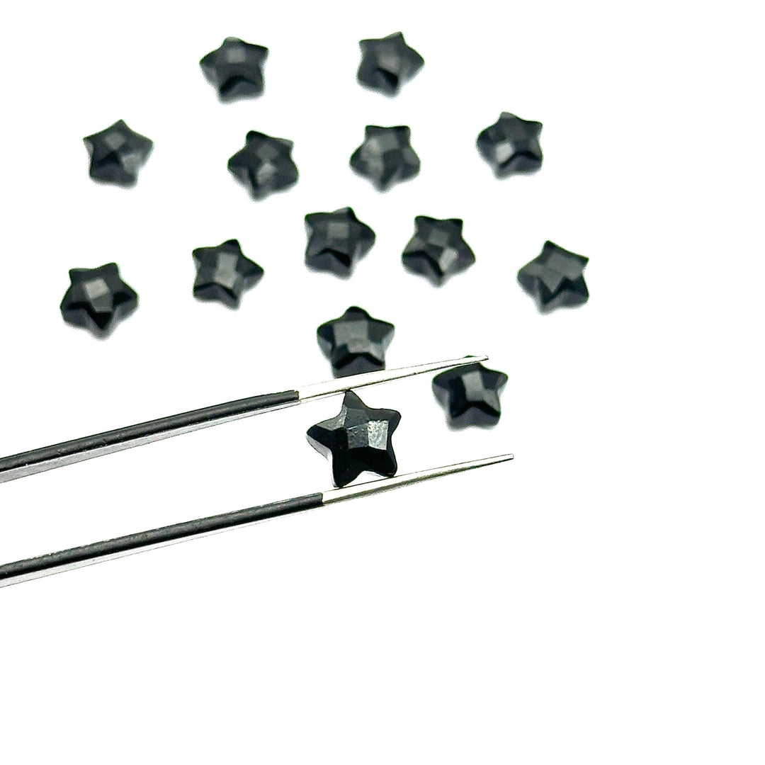 AAA Black Onyx Star Shape Briolette's, Natural Black Onyx Faceted Carved Star Shape Beads, Loose Star Gemstone, Star Carvings 8 MM