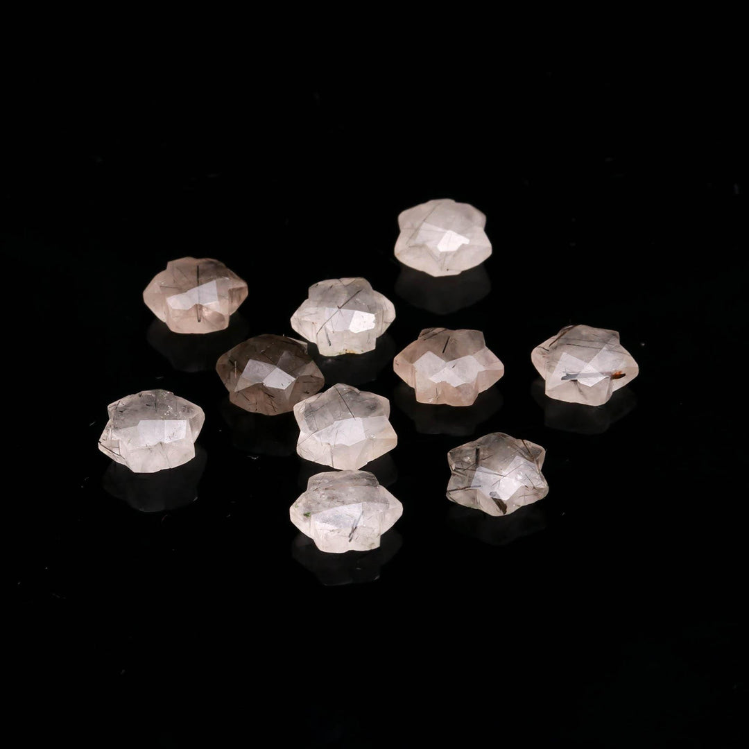 AAA Black Rutile Star Shape Beads, Natural Black Rutile Faceted Star Shape Charms, 10 MM Star Beads