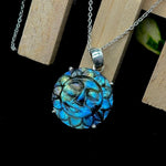 Load image into Gallery viewer, Carved Labradorite Sun Face Pendant: Boho Gemstone Necklace