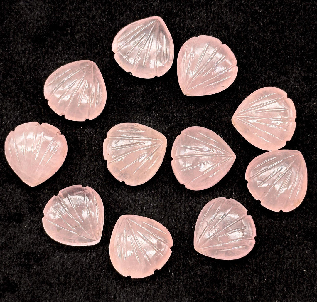 Natural Rose Quartz Carved Shell Shape Beads, 12 MM Shell Beads, Carved Gemstone, Seashell Charm Gemstone, Hand Carved Beads, Pink Charms