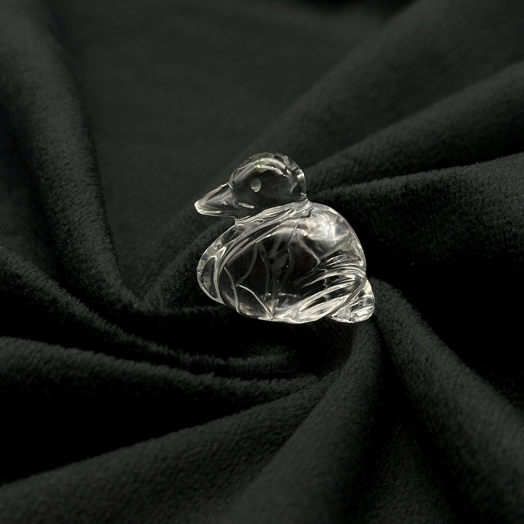 Crystal Quartz Duck Carving: Handmade Gemstone Bead (20x23 MM)