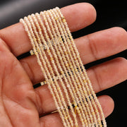 Golden Rutile Round Beads, Yellow Rutile Faceted Micro Beads, 2 MM Beads for Jewelry Making, 13 Inches, Loose Faceted Beads