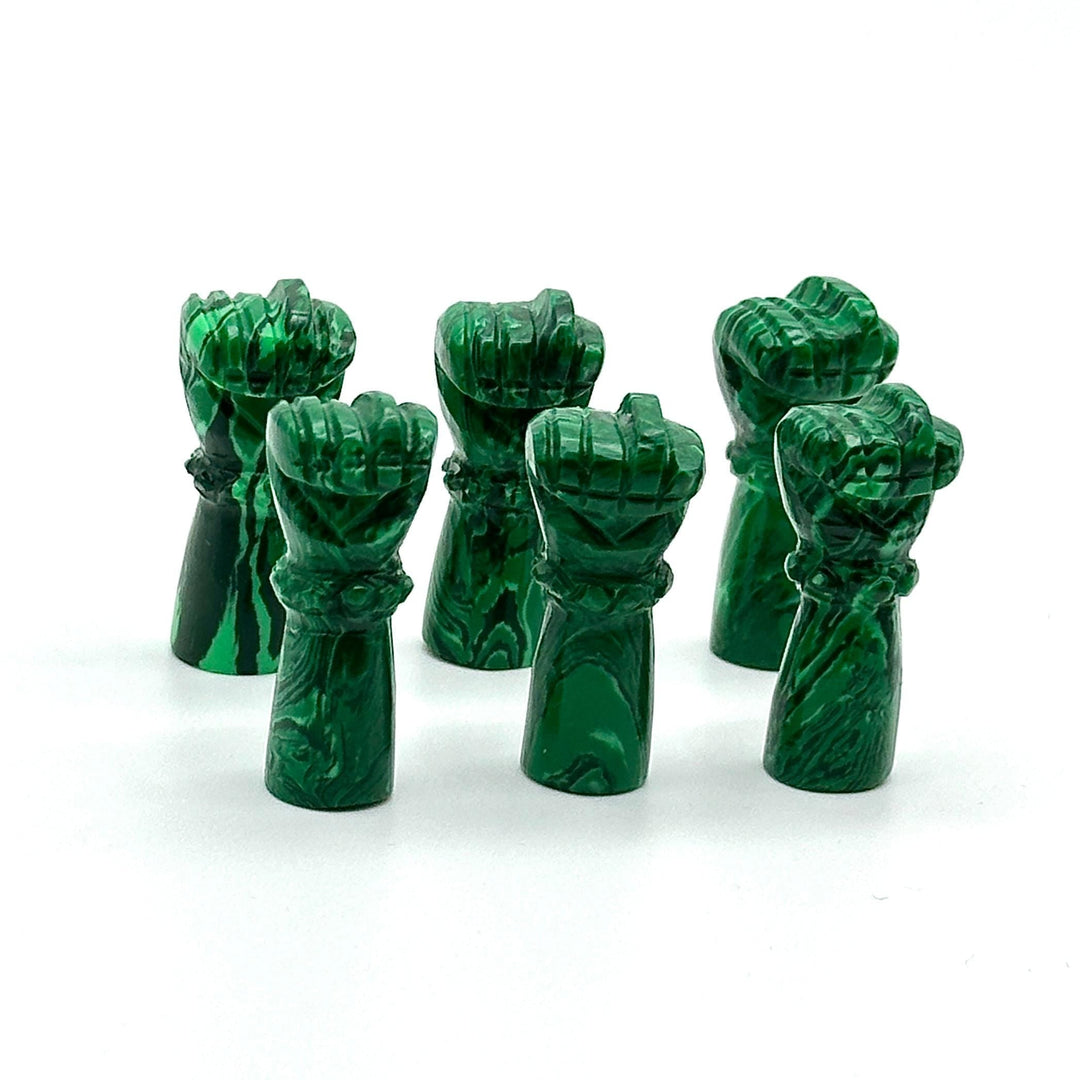 AAA Malachite Hand Shape Carving, Green Malachite Punch Shape Stone, 27 MM Loose Hand Fist Charm For Jewelry Making, Hamsa Charms Beads
