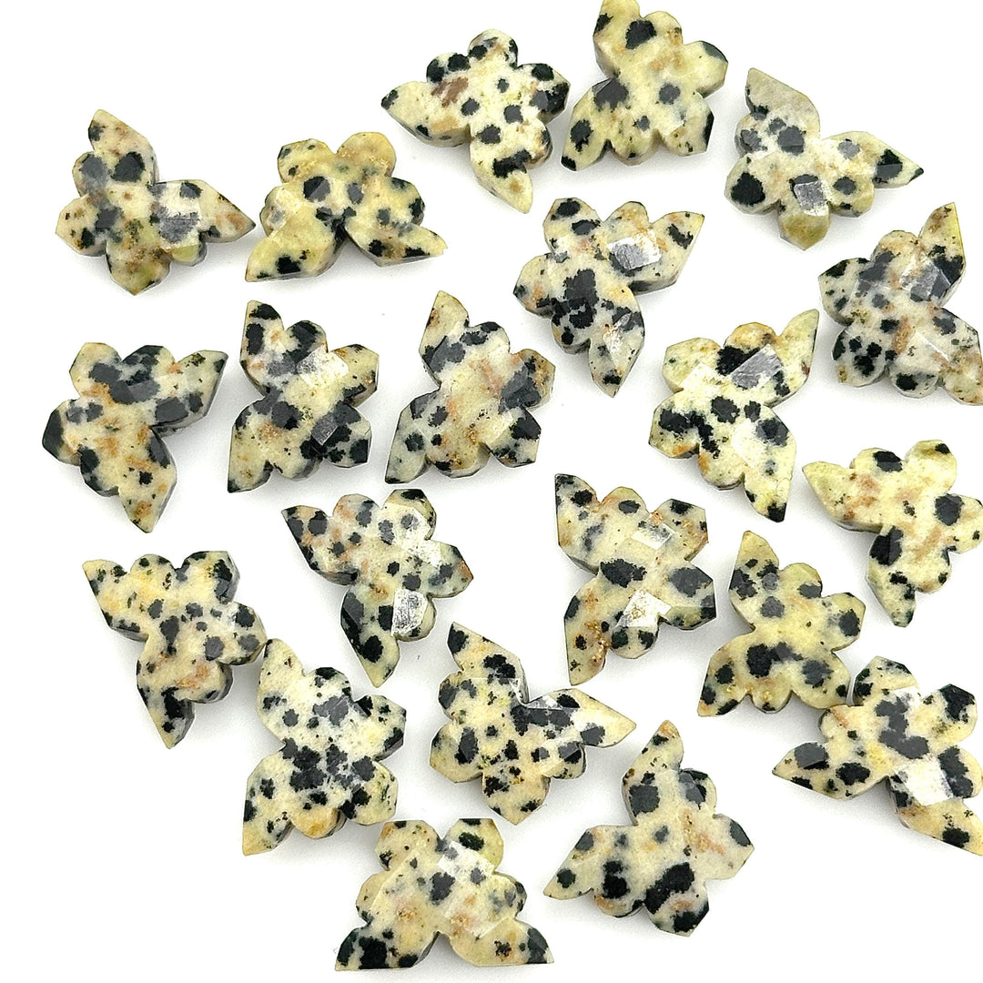 Natural Dalmation Jasper Butterfly Beads, Carved Gemstone Beads, Faceted Gemstone Carving Beads, Jewelry Making Wholesale Beads 14x10 MM