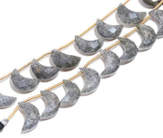 Natural Black Sunstone Moon Shape Briolettes, Black Sunstone Moon Shape Beads, Faceted Side Drill Cresent Moon Beads, Earrings Making, 17 MM